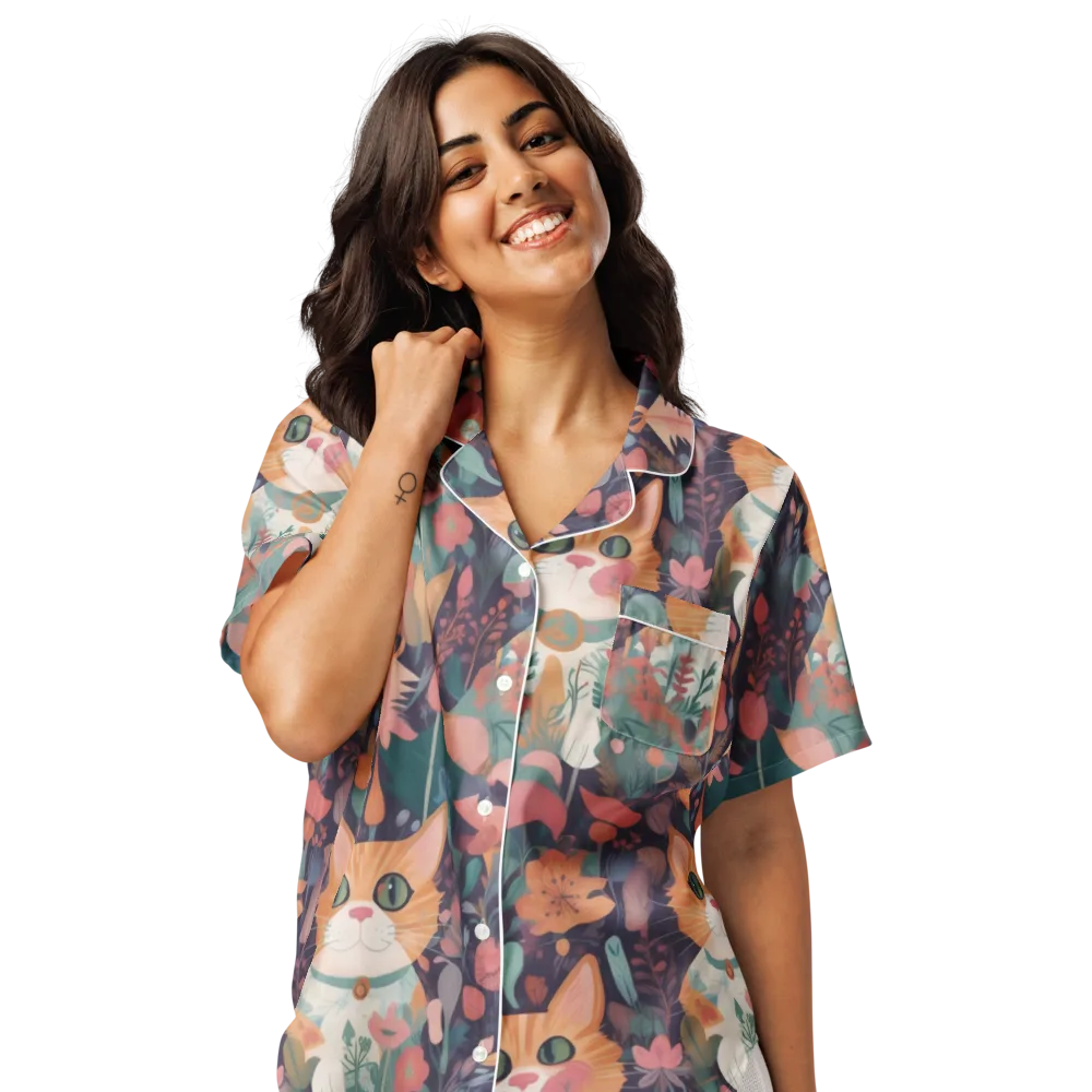 Whiskerwood on Women's Short Sleeve Pajama Top — Front