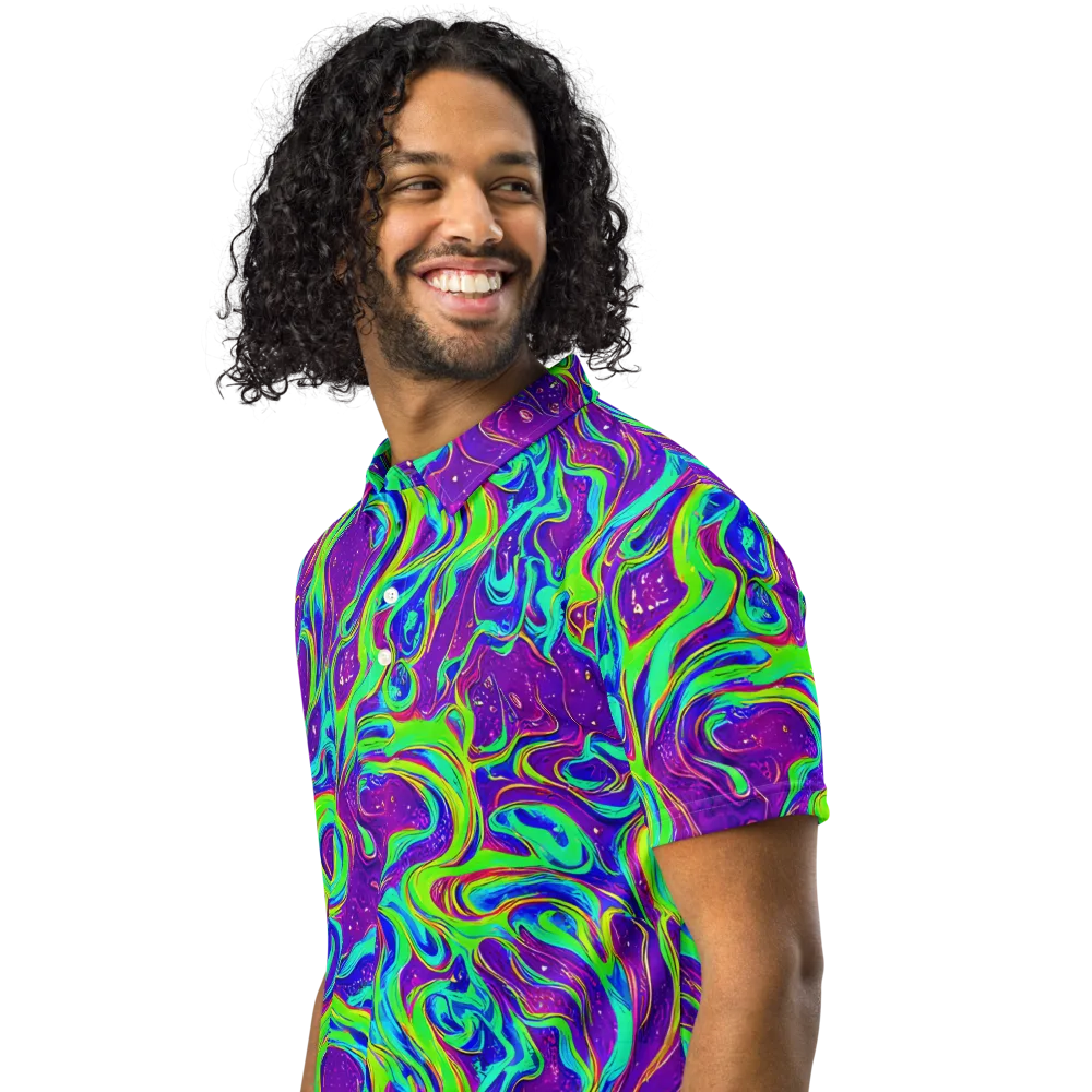 Lucid Lava on Men's Slim Fit Polo Shirt — Left Front