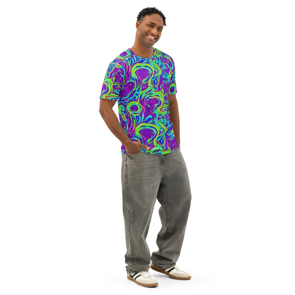 Lucid Lava on Men's Cotton Crew Neck T-Shirt — Right Front