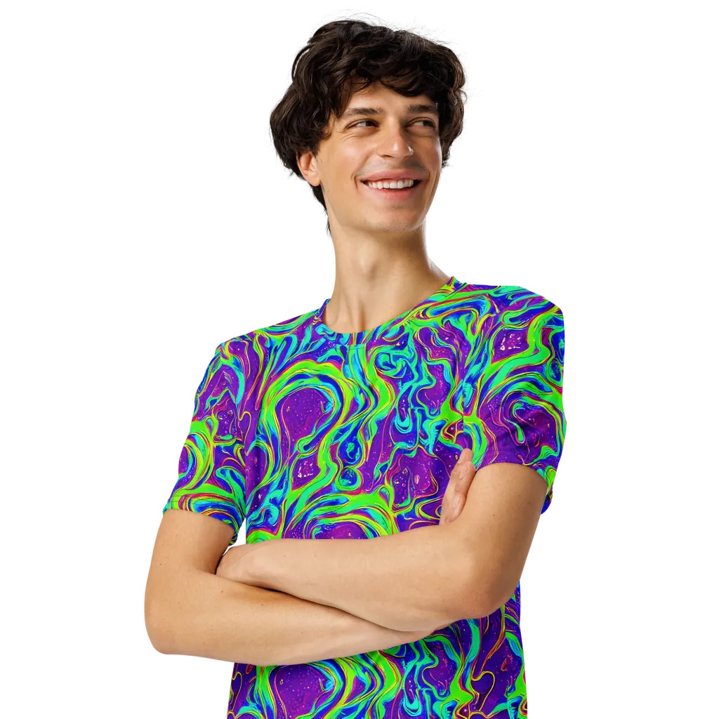 Lucid Lava on Men's Crew Neck T-Shirt — Left Front