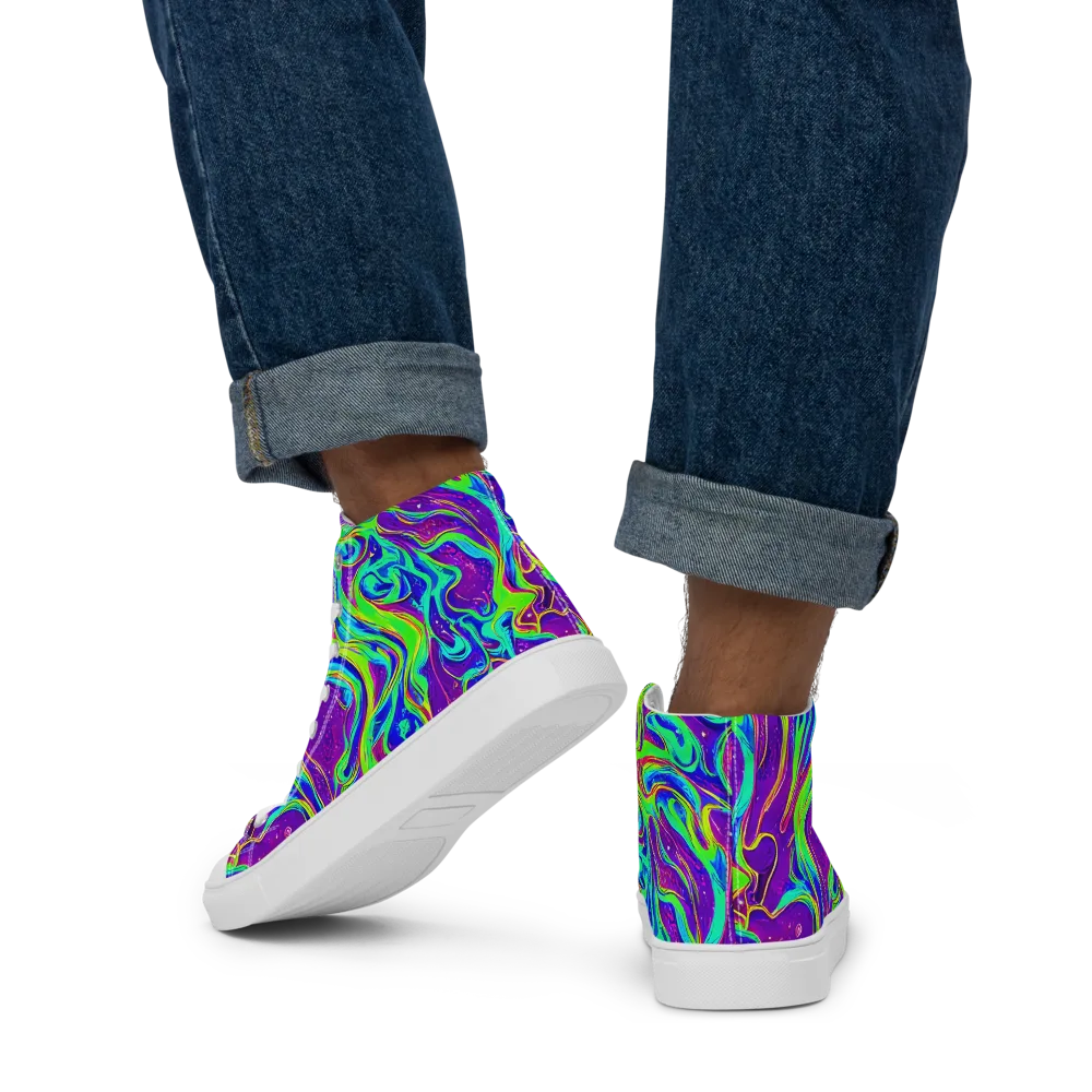 Lucid Lava on Men's High Top Canvas Shoes — Back