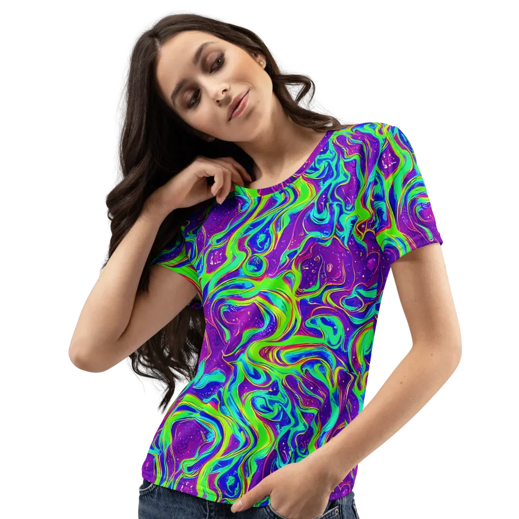 Lucid Lava on Women's Crew Neck T-Shirt — Left Front
