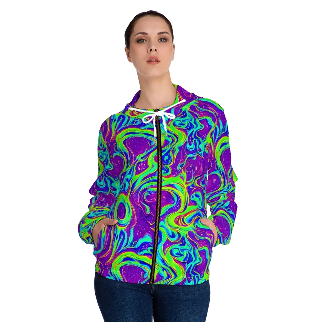 Lucid Lava on Women's Full-Zip Hoodie — Front On Person