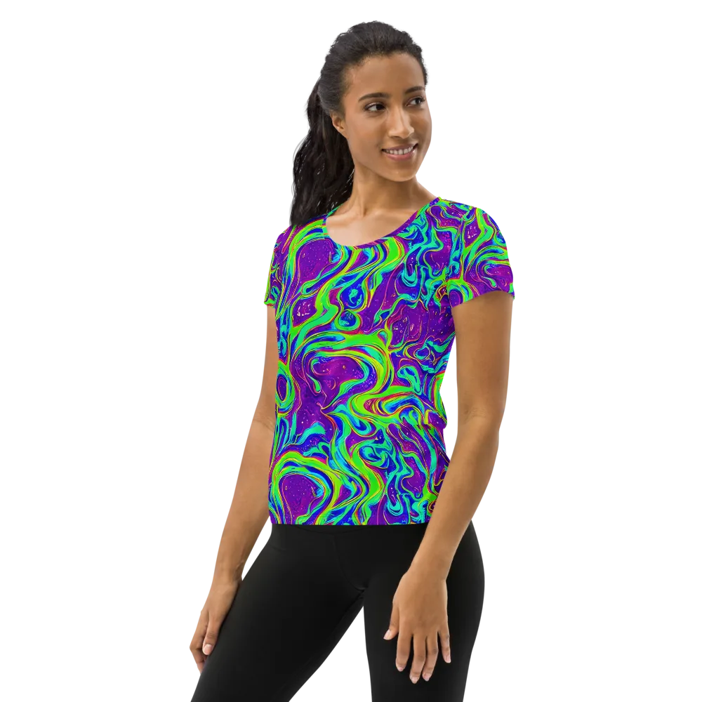 Lucid Lava on Women's Athletic T-Shirt — Left