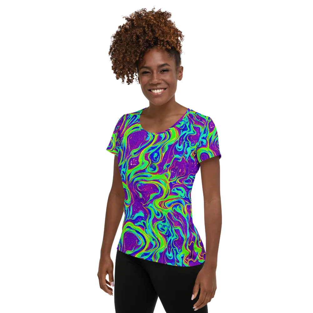 Lucid Lava on Women's Athletic T-Shirt — Left