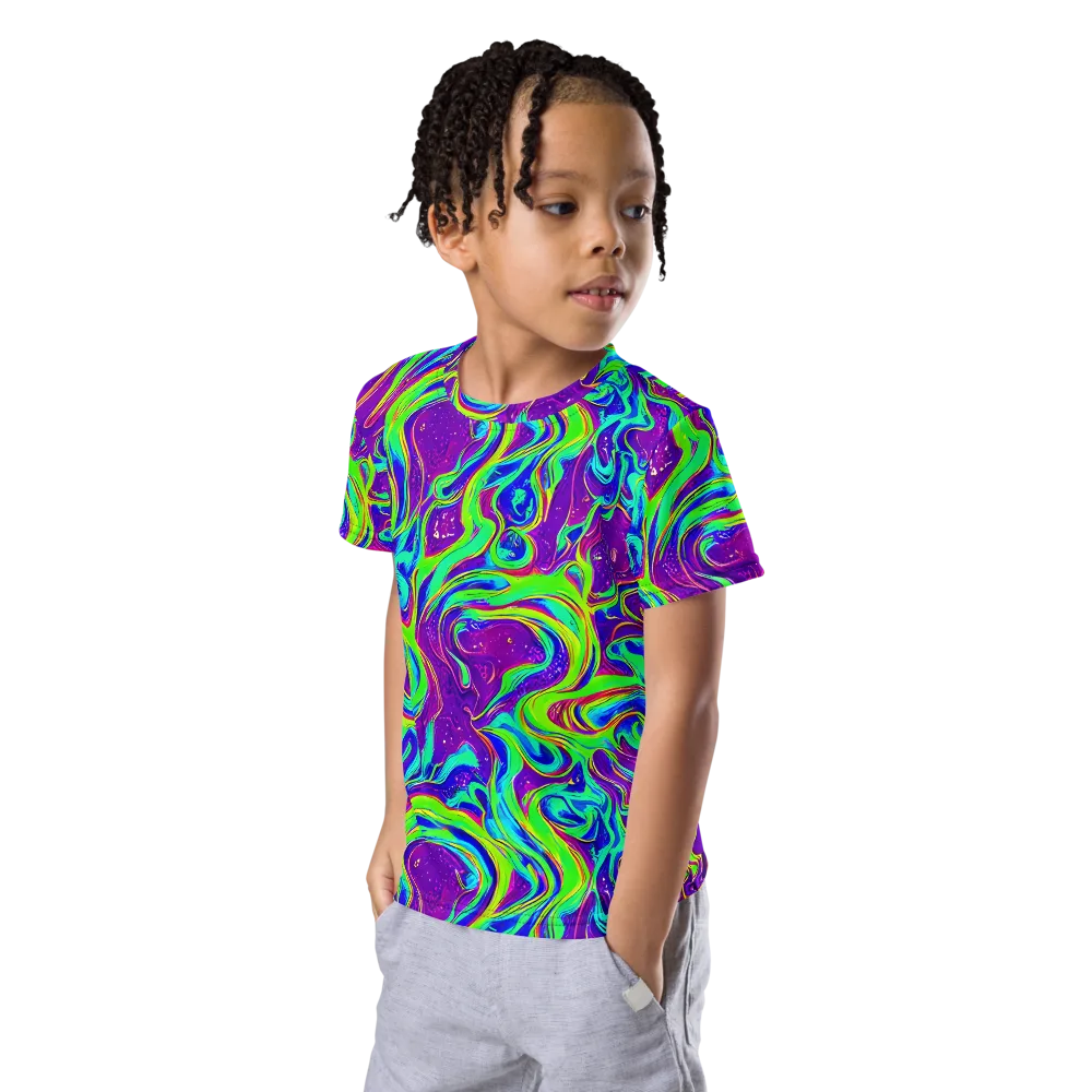 Lucid Lava on Kids Crew Neck T-Shirt — Left Front