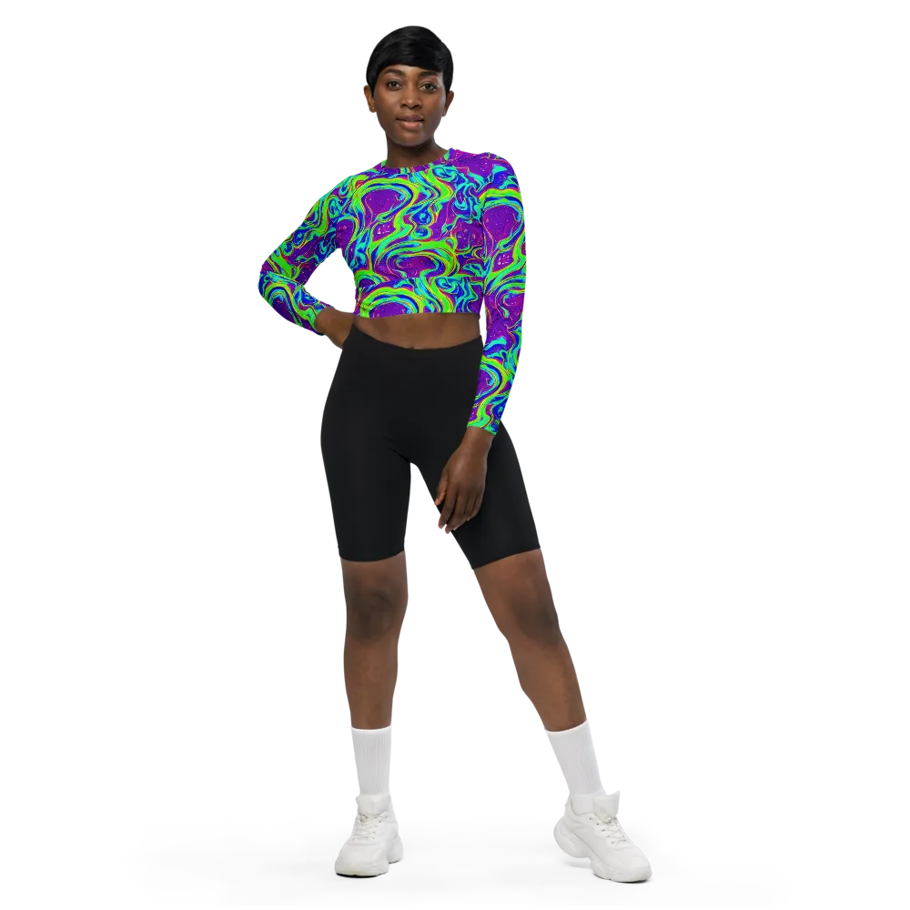 Lucid Lava on Long Sleeve Crop Top — Front