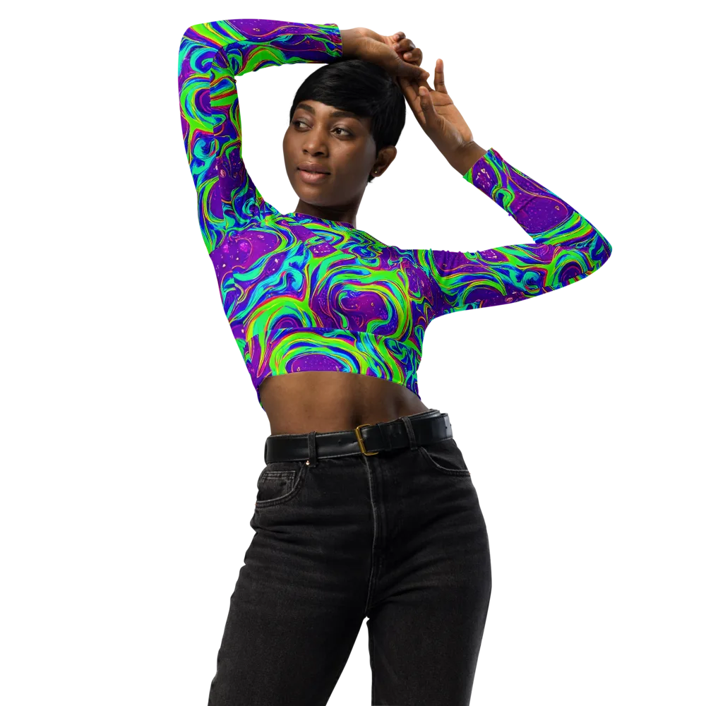 Lucid Lava on Long Sleeve Crop Top — Front