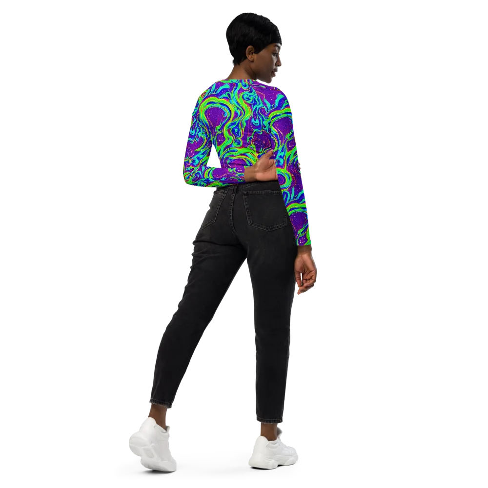 Lucid Lava on Long Sleeve Crop Top — Right Back