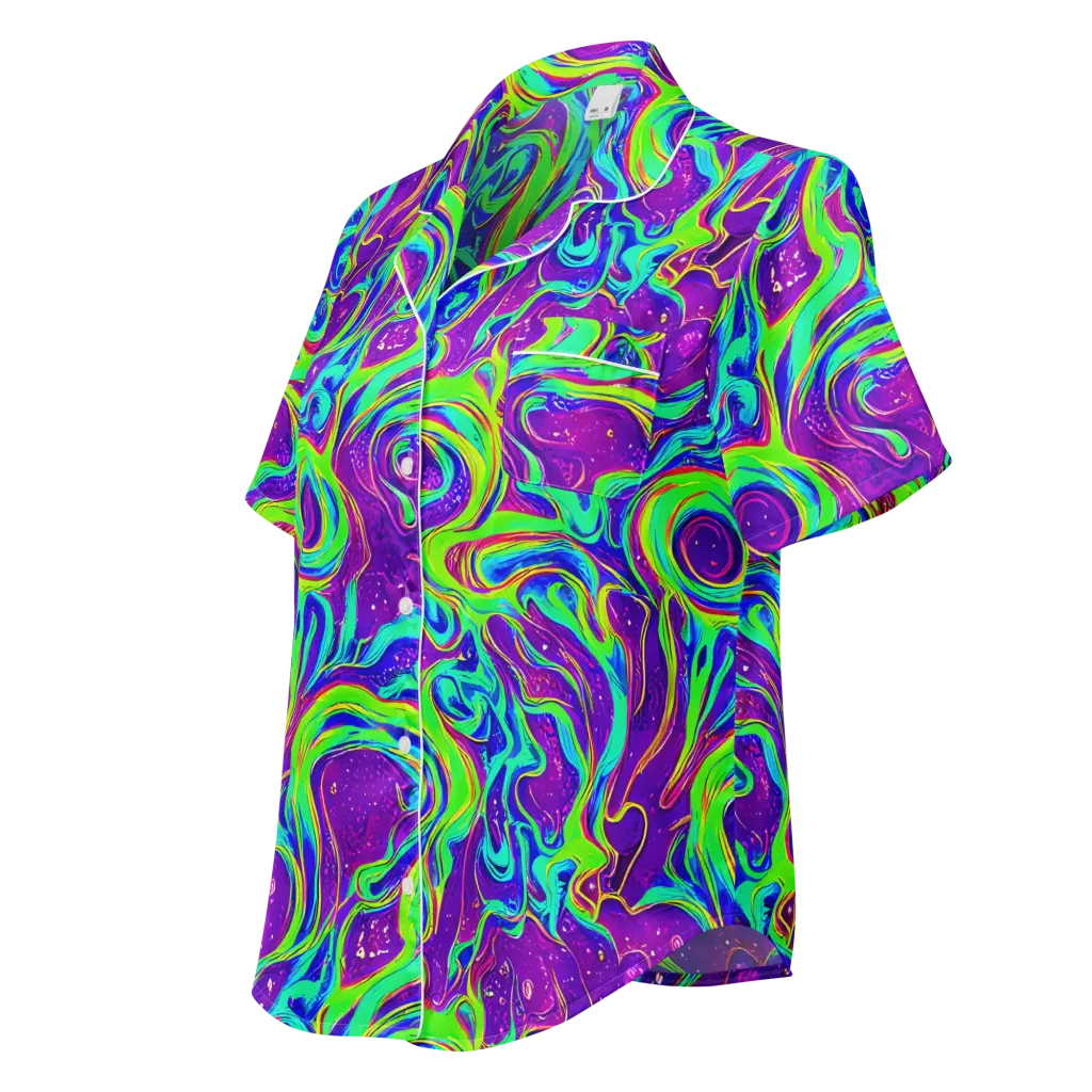 Lucid Lava on Women's Short Sleeve Pajama Top — Left Front