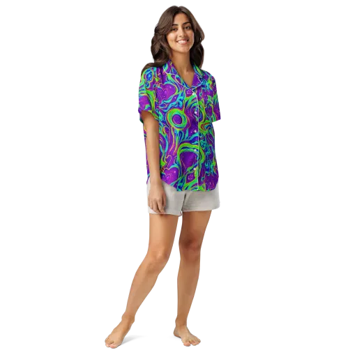 Lucid Lava on a Women's Short Sleeve Pajama Top