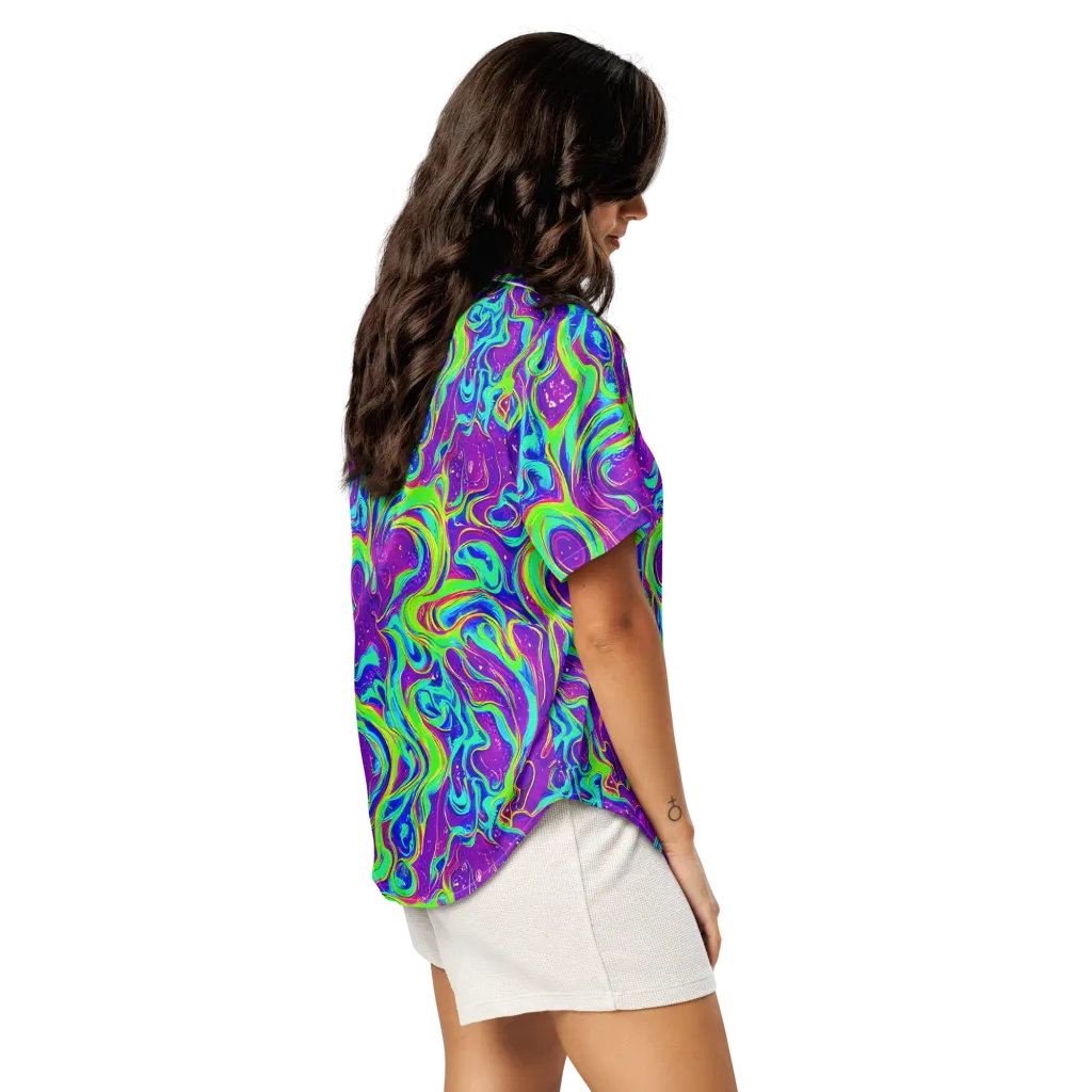 Lucid Lava on Women's Short Sleeve Pajama Top — Right Back