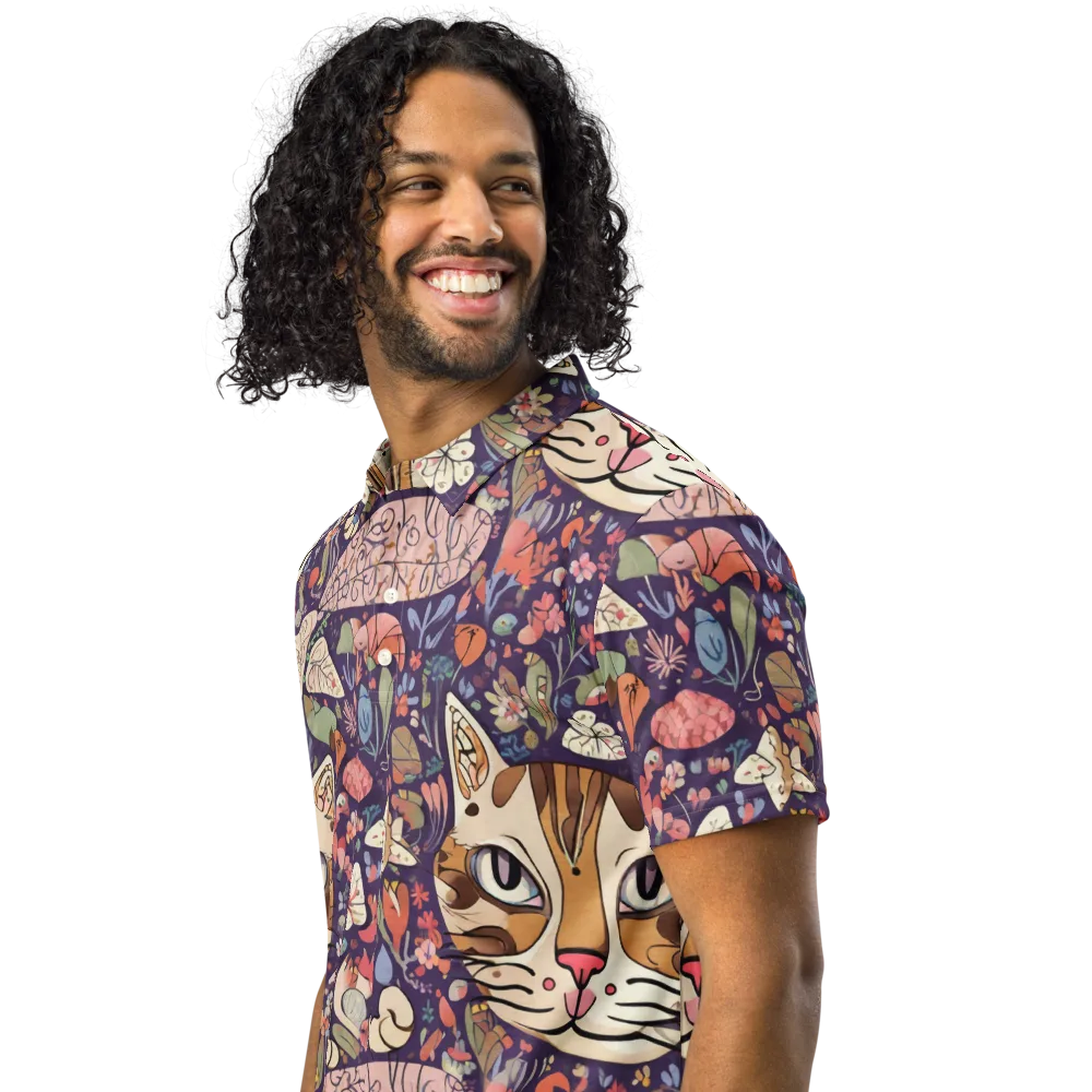 Feline Florilegium on Men's Slim Fit Polo Shirt — Left Front