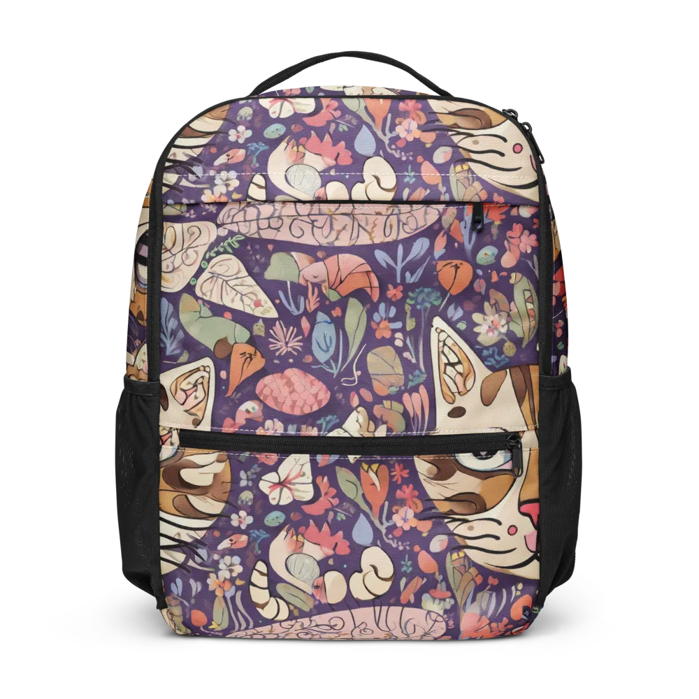 Feline Florilegium on Utility Backpack — Front