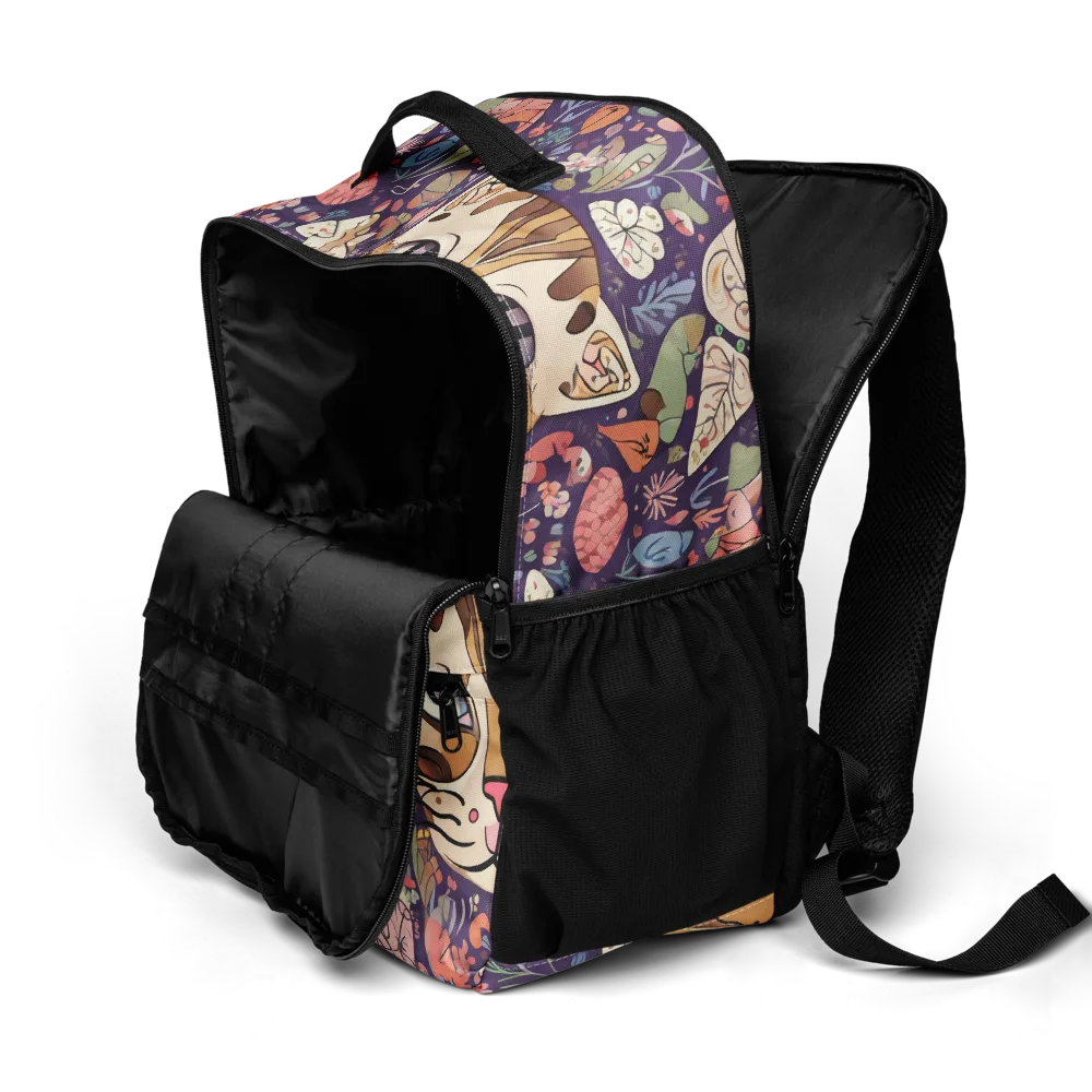 Feline Florilegium on Utility Backpack — Product details 2