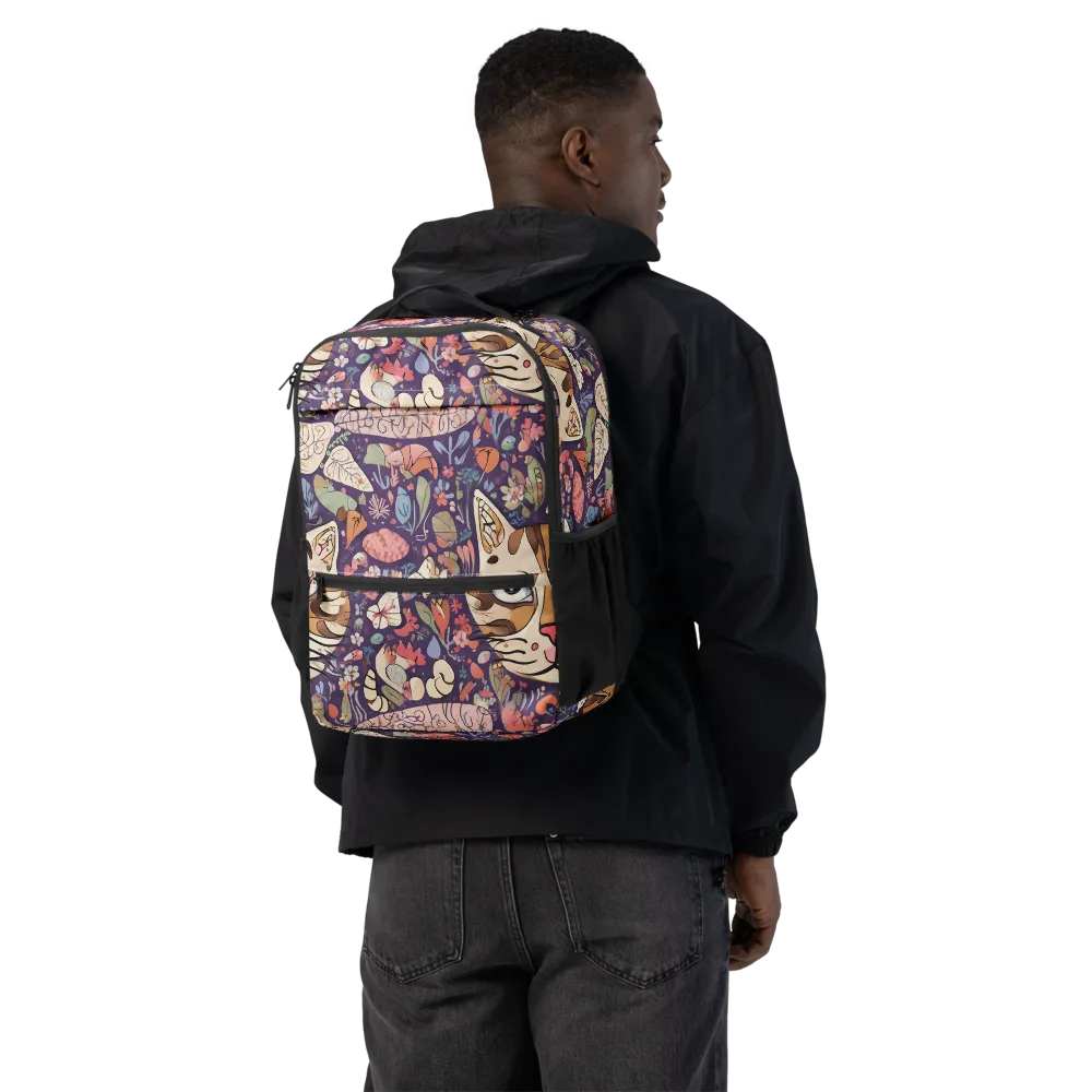 Feline Florilegium on Utility Backpack — Back