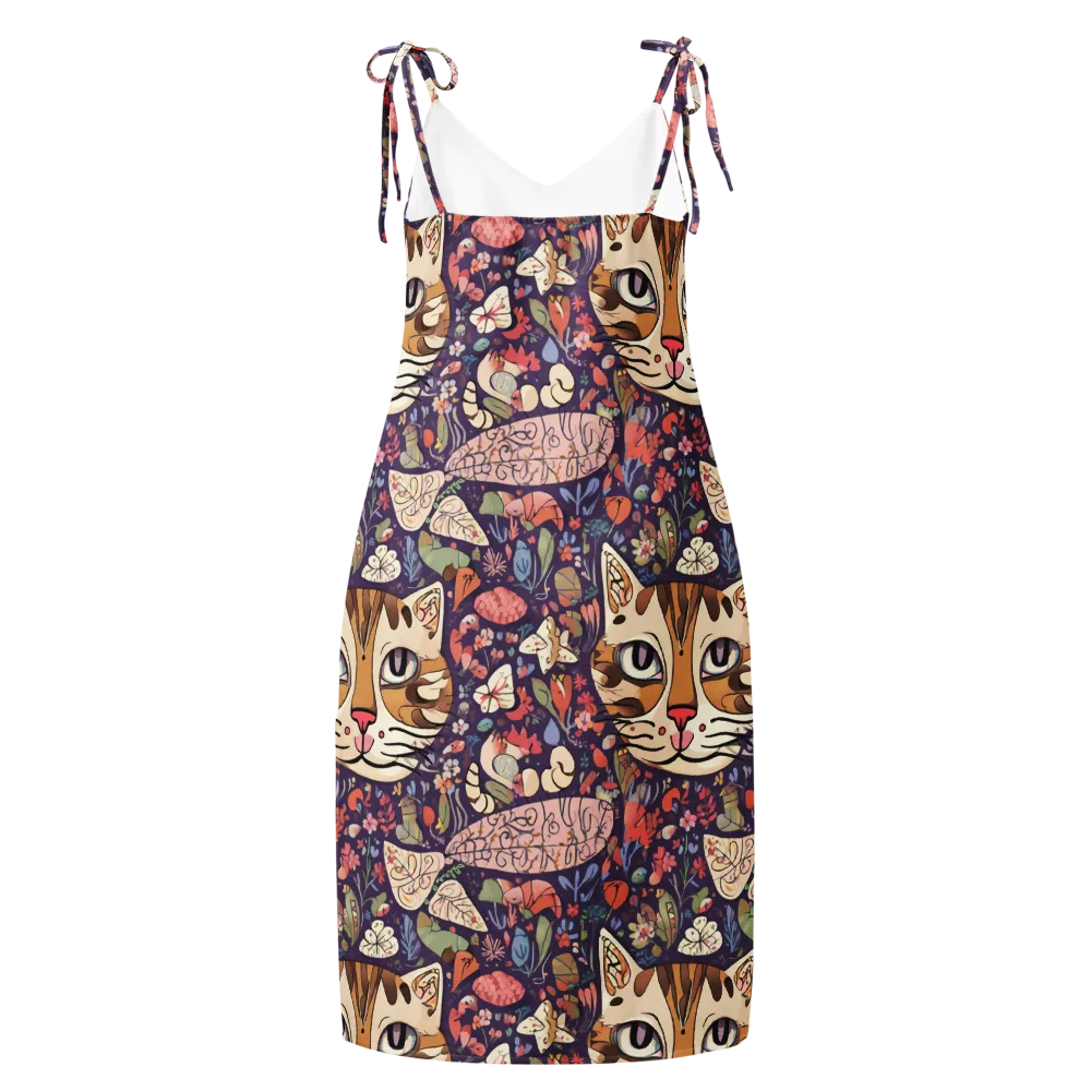 Feline Florilegium on Slip Dress — Back