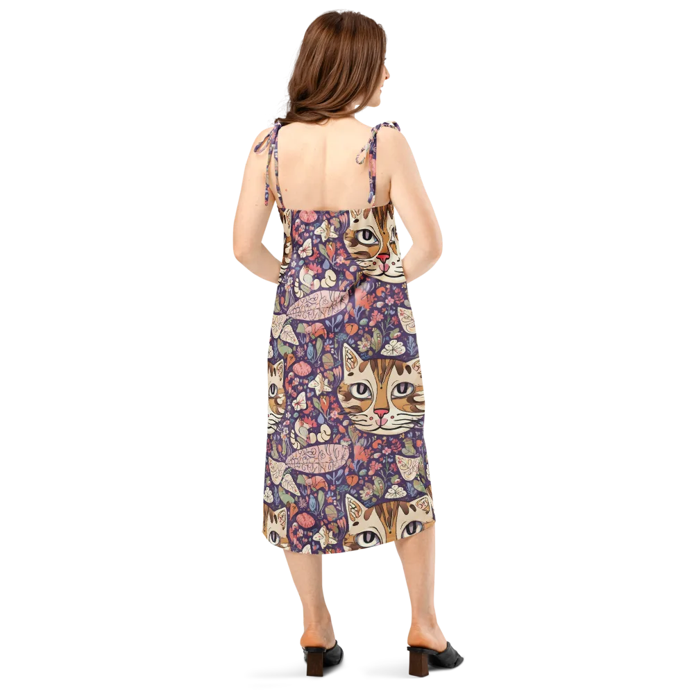 Feline Florilegium on Slip Dress — Back