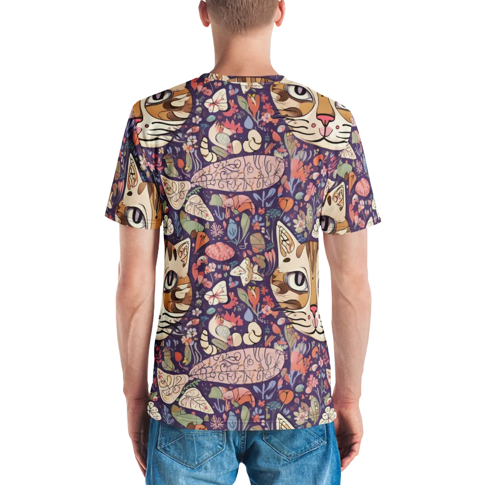 Feline Florilegium on Men's Crew Neck T-Shirt — Back