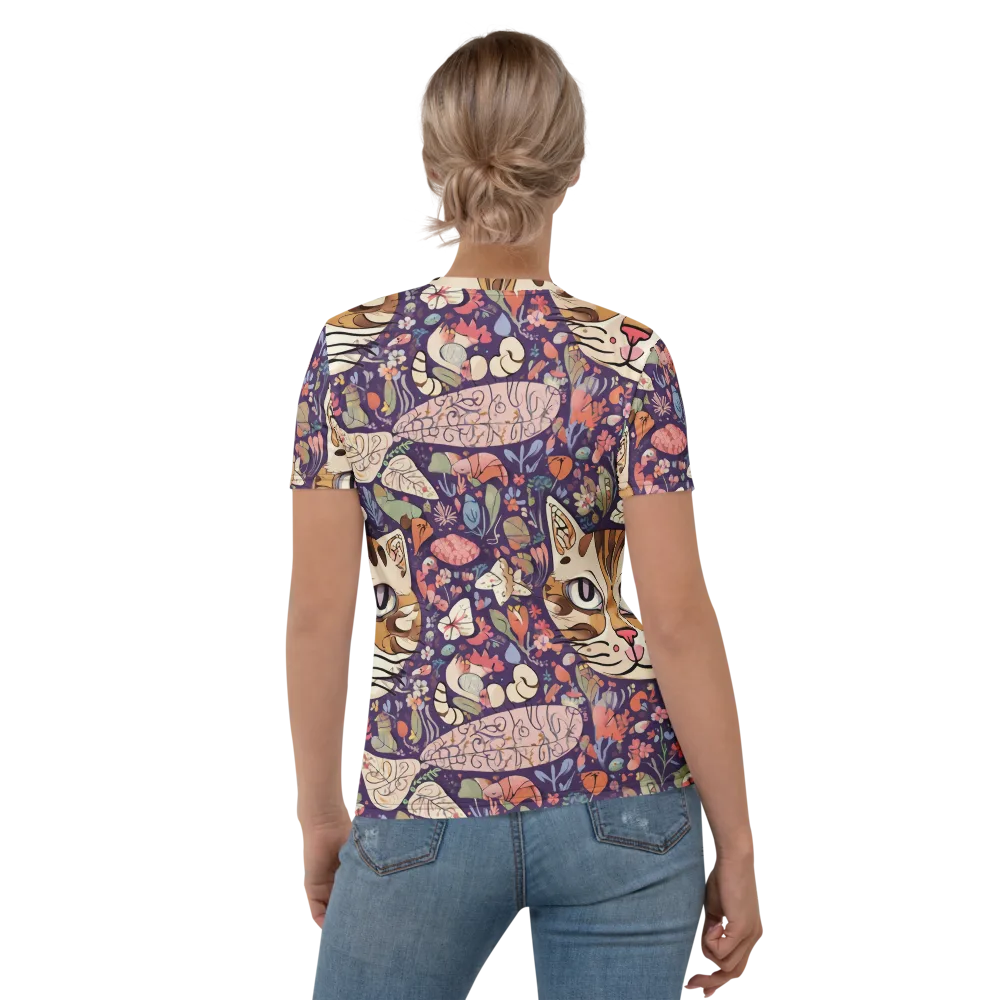 Feline Florilegium on Women's Crew Neck T-Shirt — Back