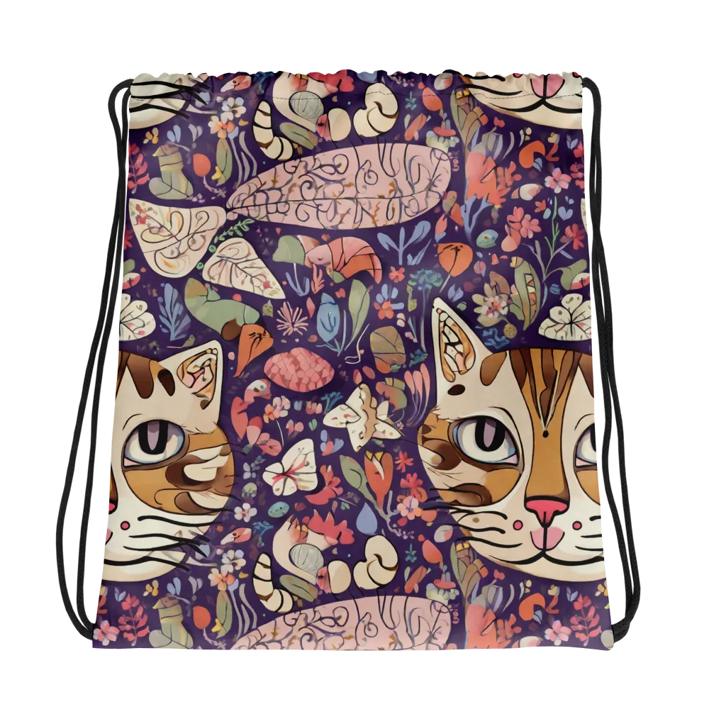 Feline Florilegium on Drawstring Bag — Photo