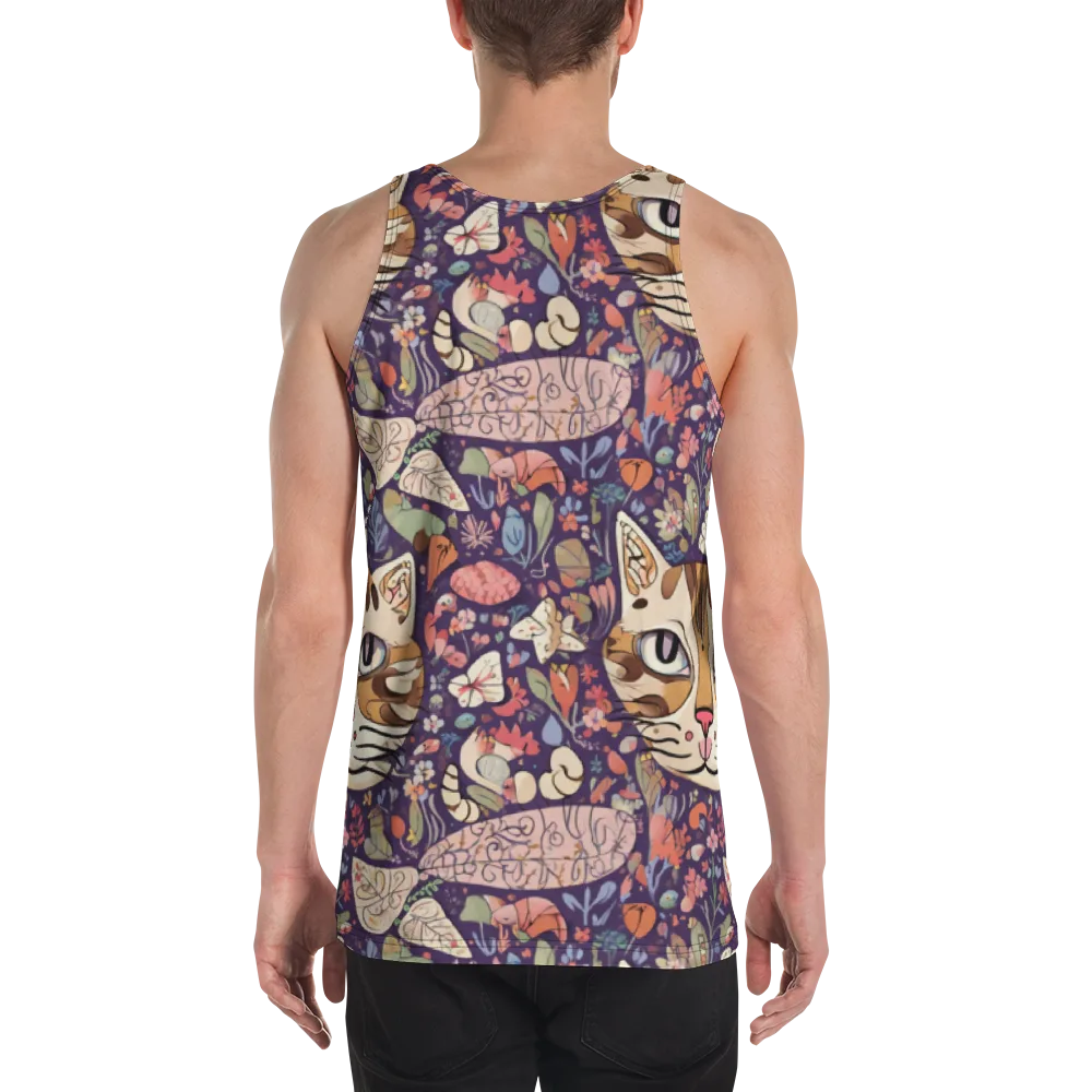 Feline Florilegium on Men's Tank Top — Back