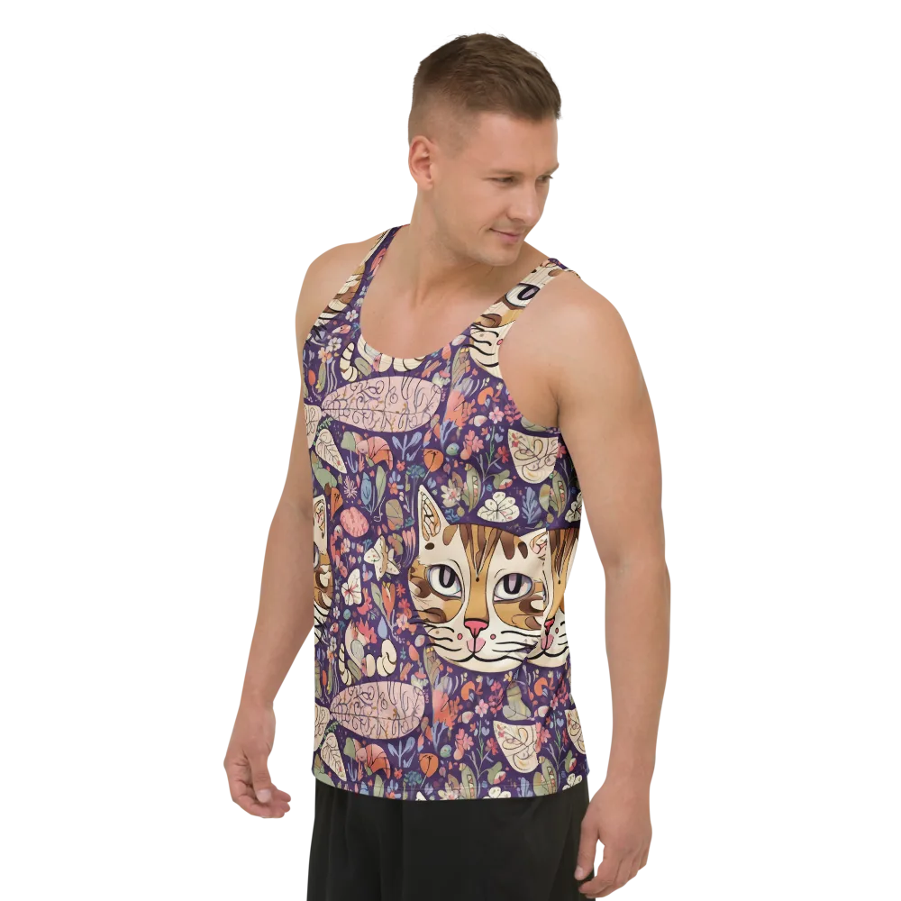 Feline Florilegium on Men's Tank Top — Left Front