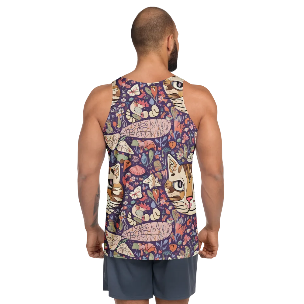 Feline Florilegium on Men's Tank Top — Back