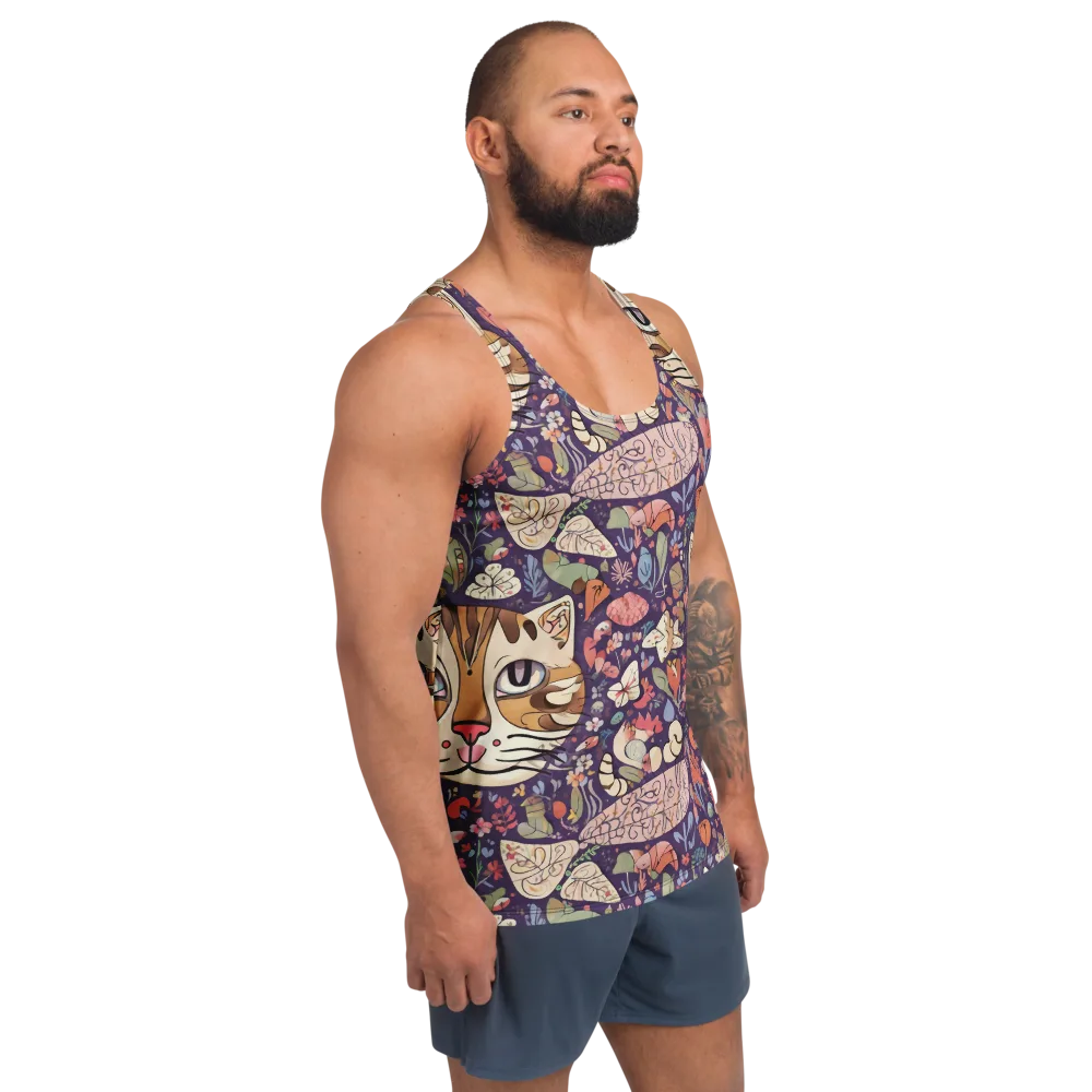 Feline Florilegium on Men's Tank Top — Right Front