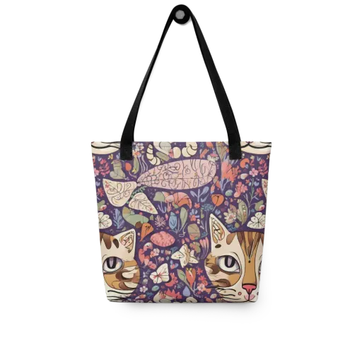 Feline Florilegium on a Tote Bag