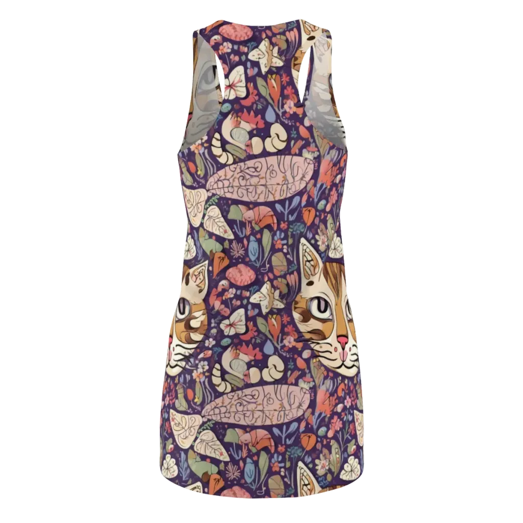 Feline Florilegium on Racerback Dress — Back