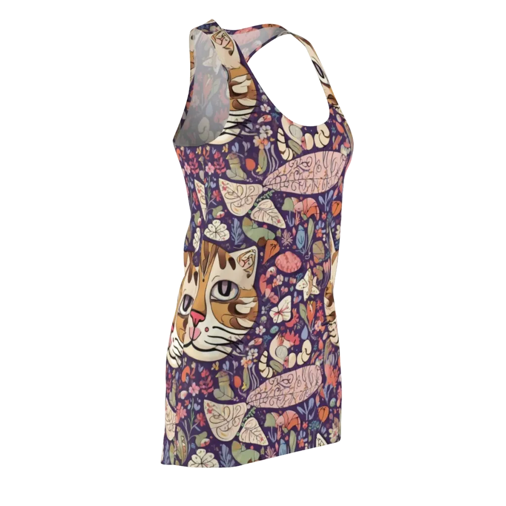 Feline Florilegium on Racerback Dress — Front Side