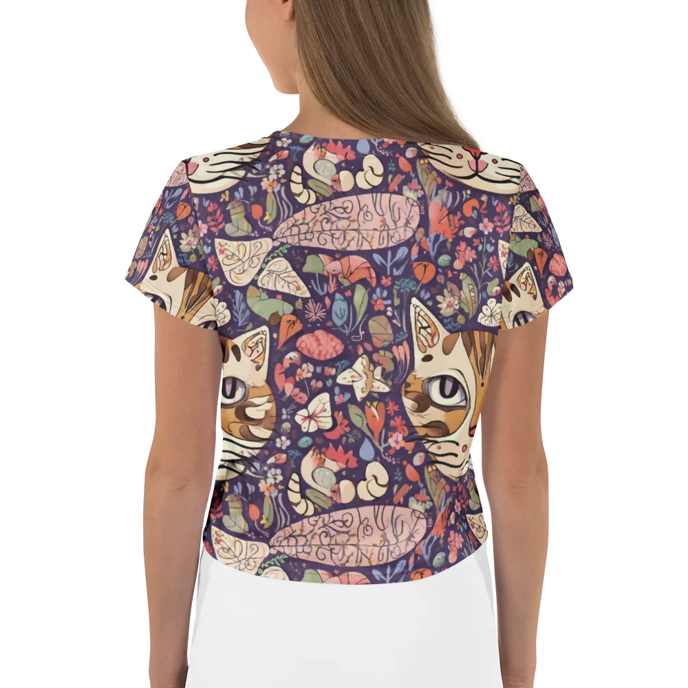 Feline Florilegium on Crop Tee — Back
