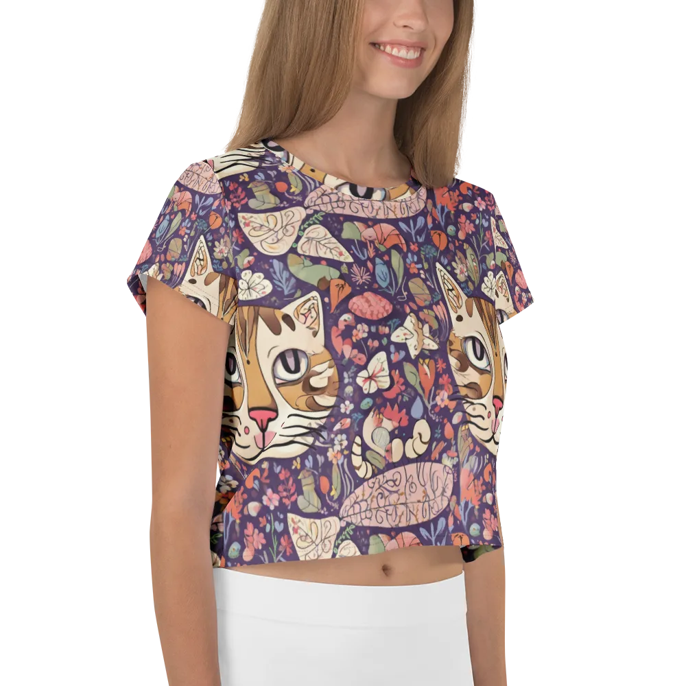 Feline Florilegium on Crop Tee — Right