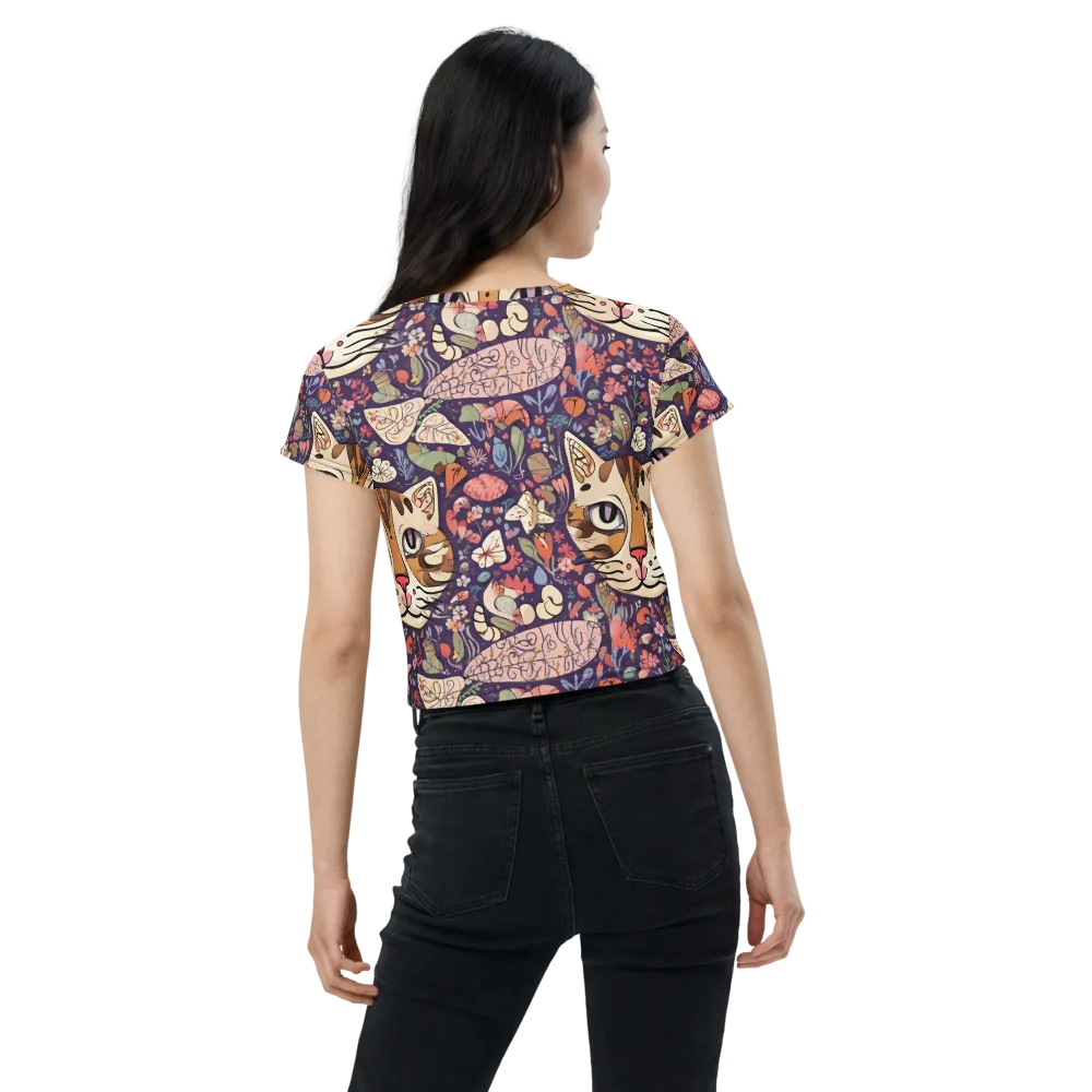 Feline Florilegium on Crop Tee — Back