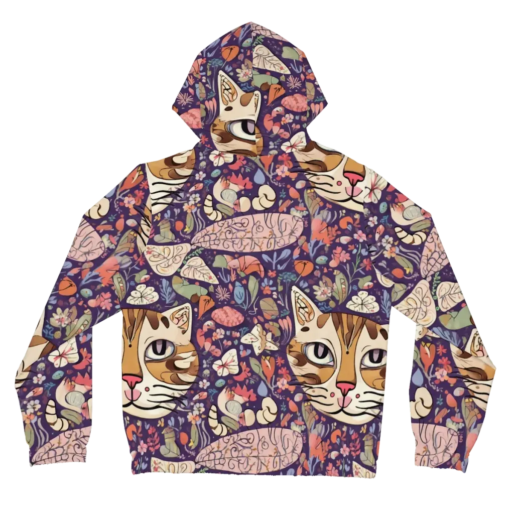Feline Florilegium on Women's Full-Zip Hoodie — Back