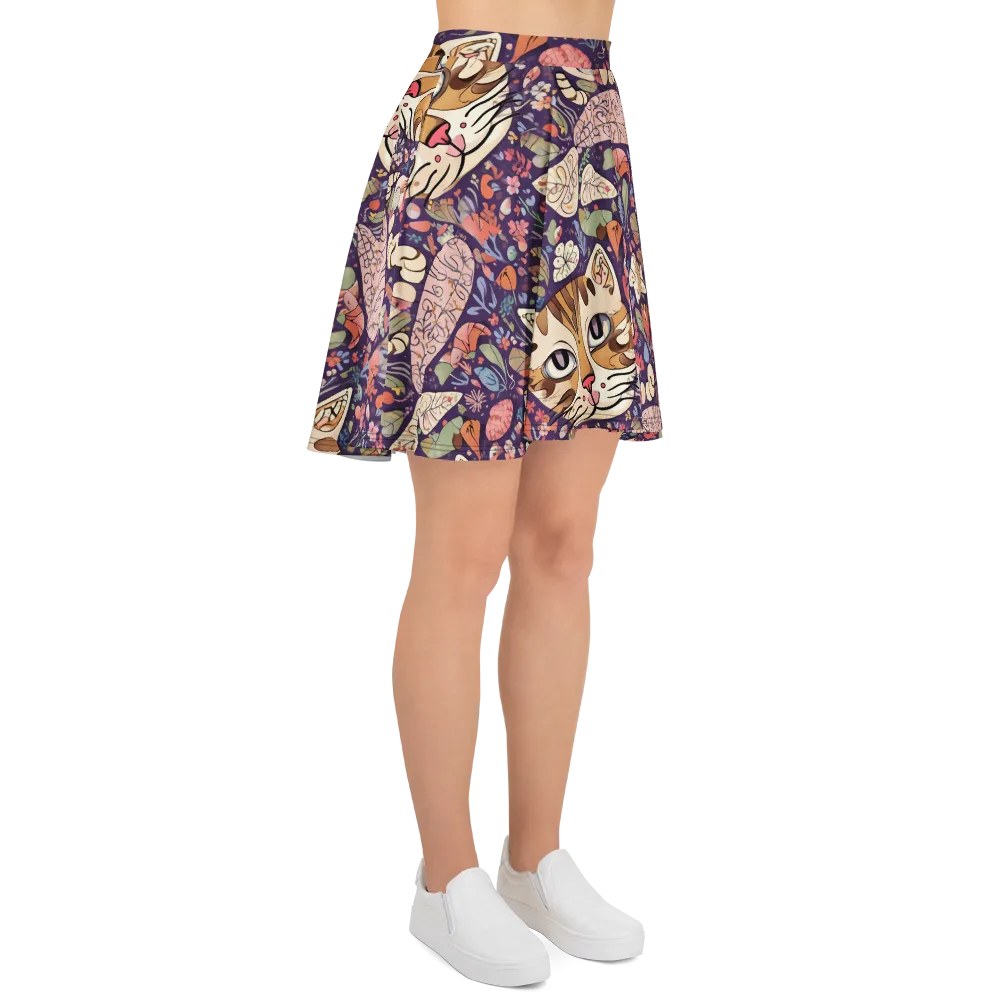 Feline Florilegium on Skater Skirt — Right
