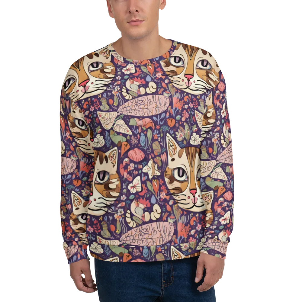 Feline Florilegium on Sweatshirt — Front