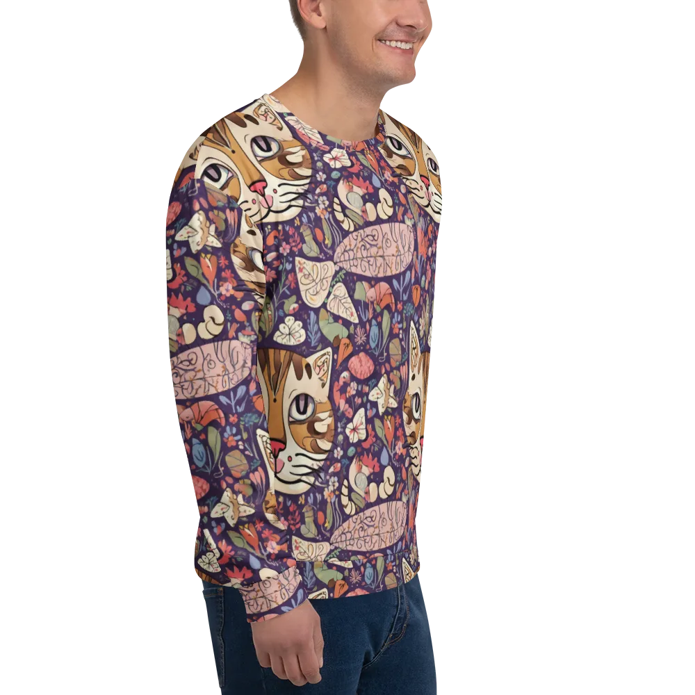Feline Florilegium on Sweatshirt — Right Front