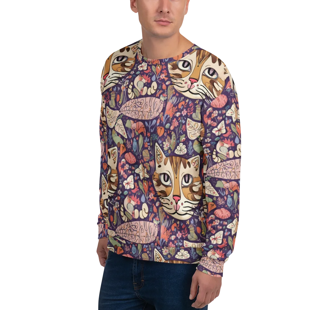 Feline Florilegium on Sweatshirt — Left Front
