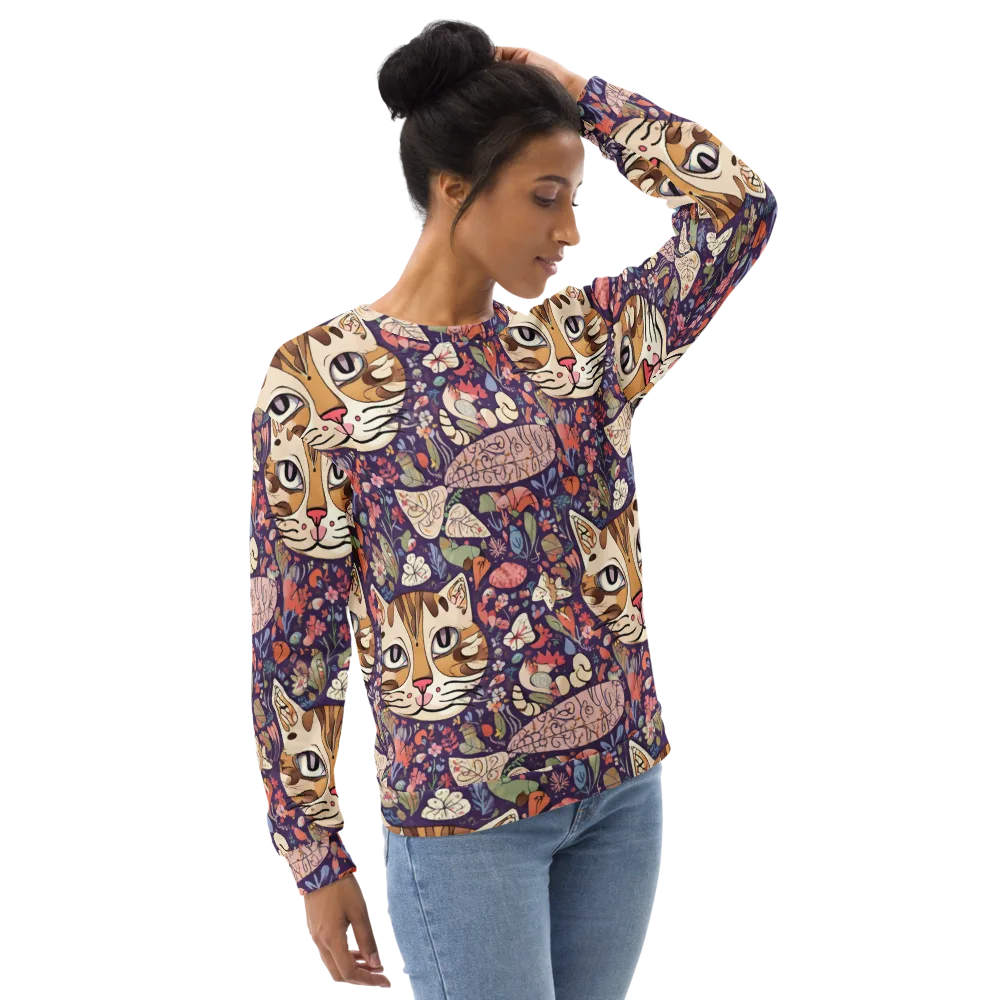 Feline Florilegium on Sweatshirt — Right Front