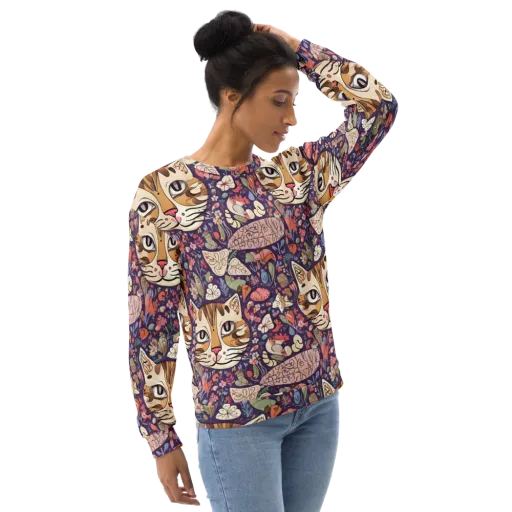 Feline Florilegium on a Sweatshirt