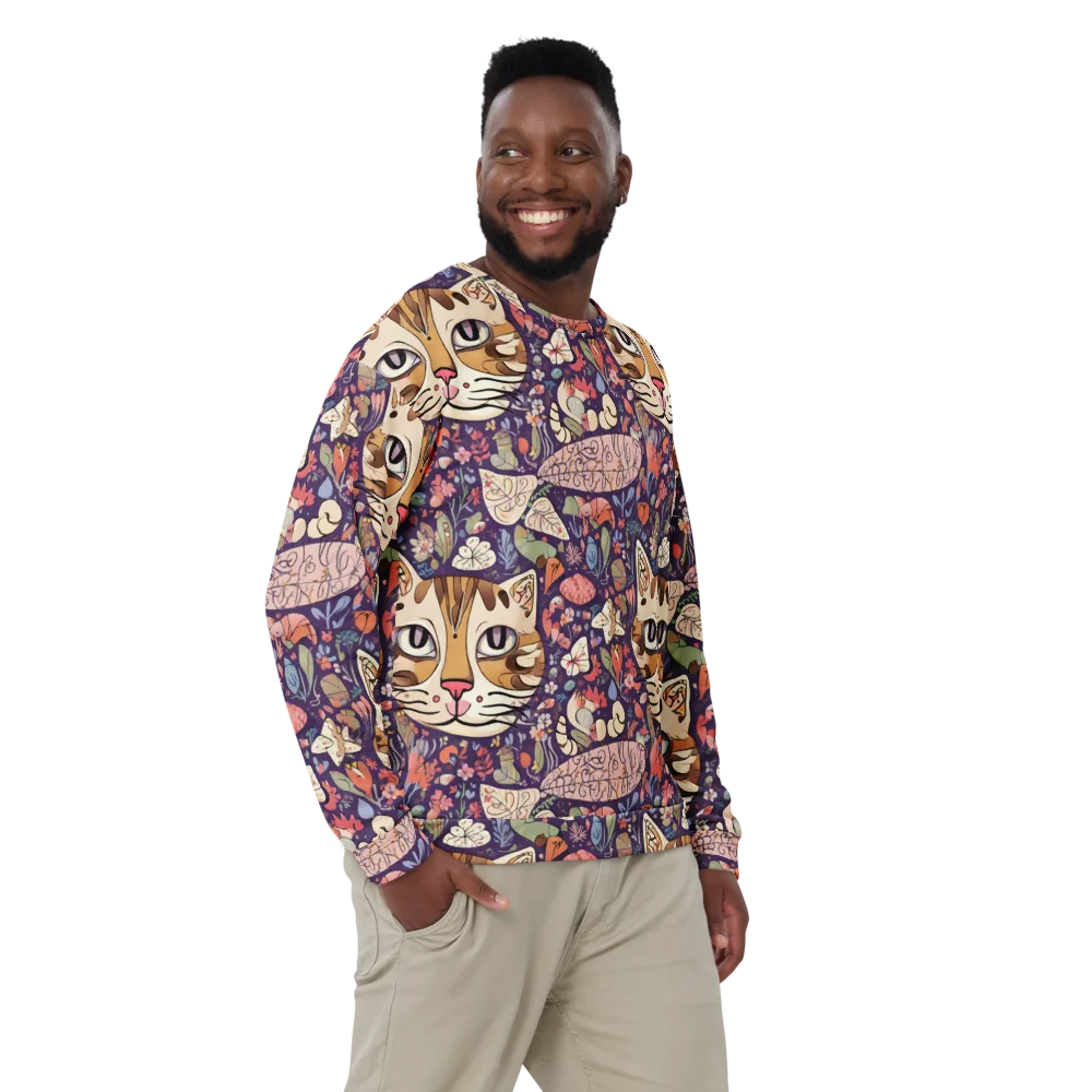 Feline Florilegium on Sweatshirt — Front