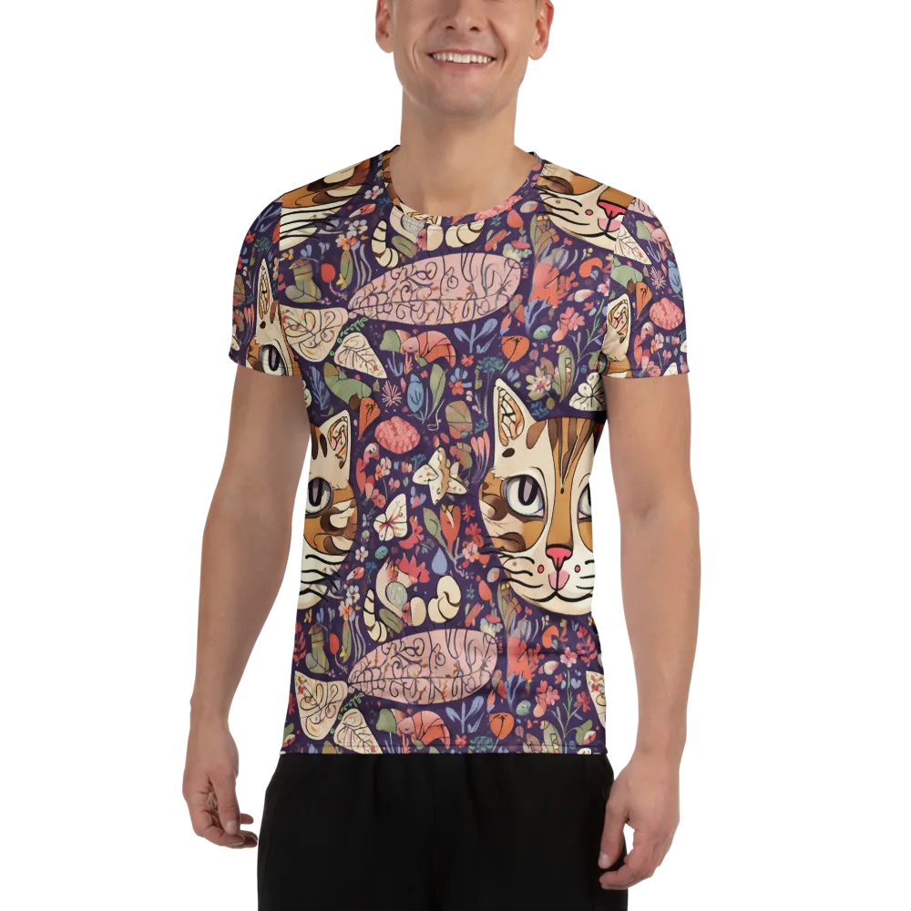 Feline Florilegium on Men's Athletic T-Shirt — Front