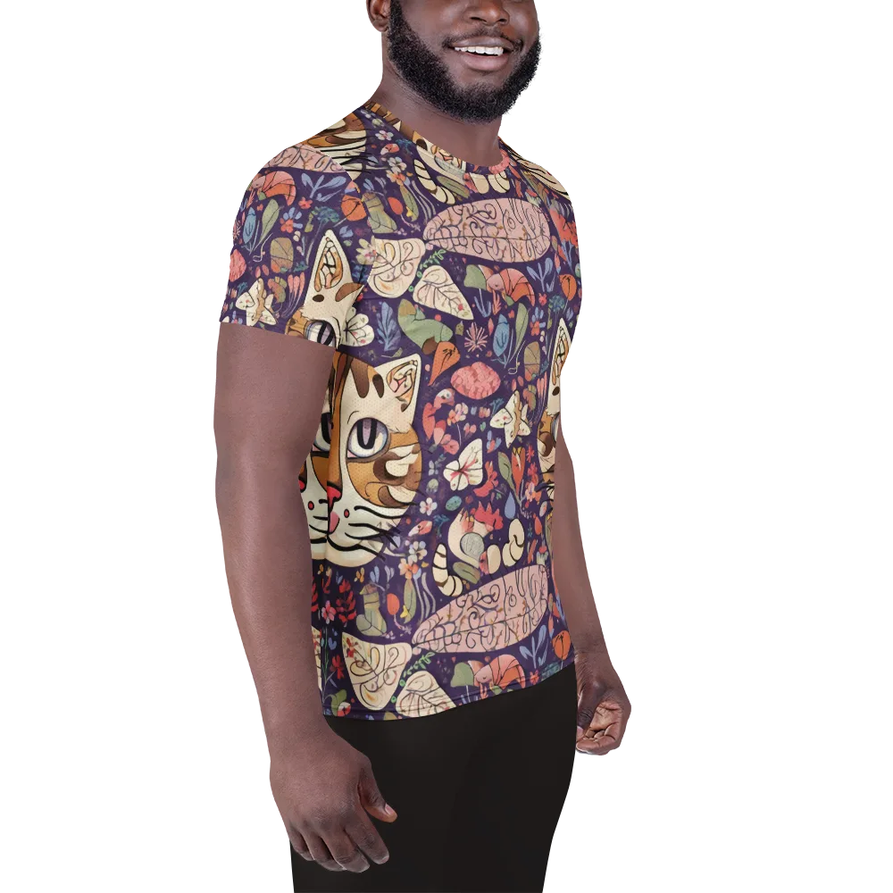 Feline Florilegium on Men's Athletic T-Shirt — Right