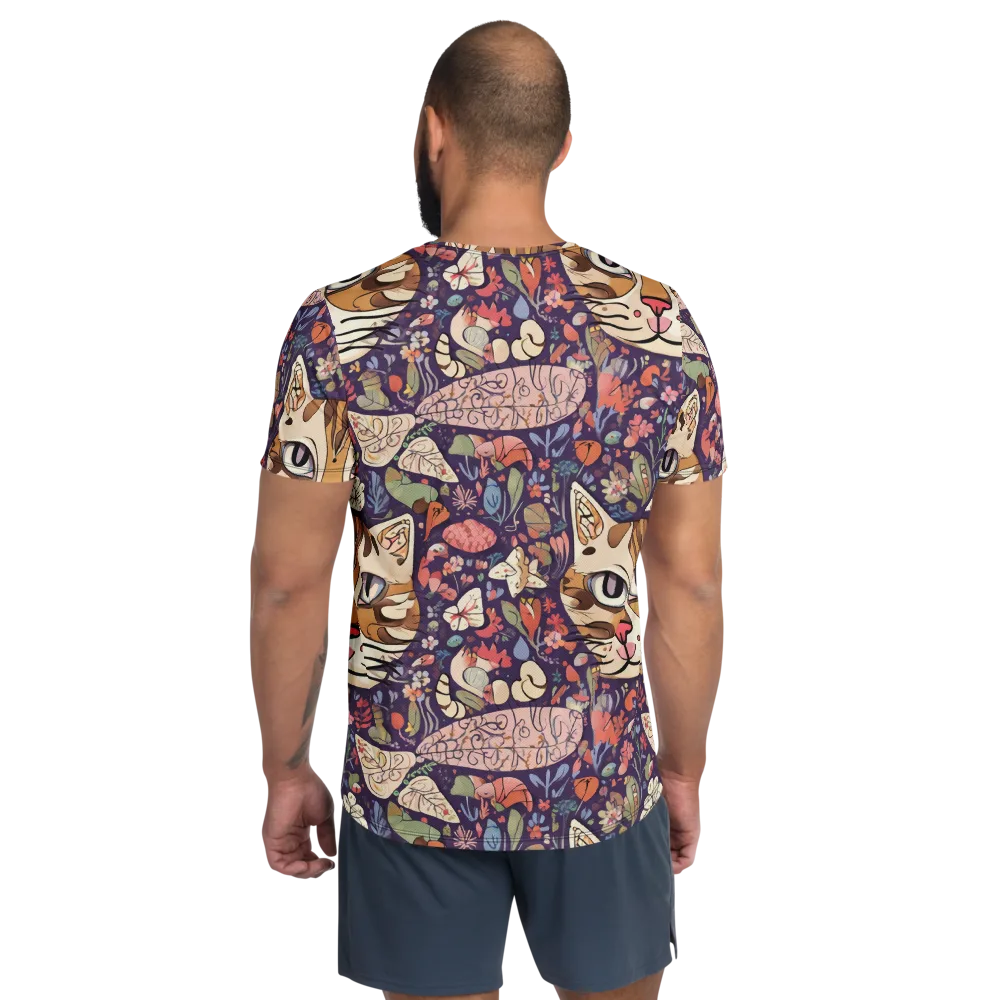 Feline Florilegium on Men's Athletic T-Shirt — Back