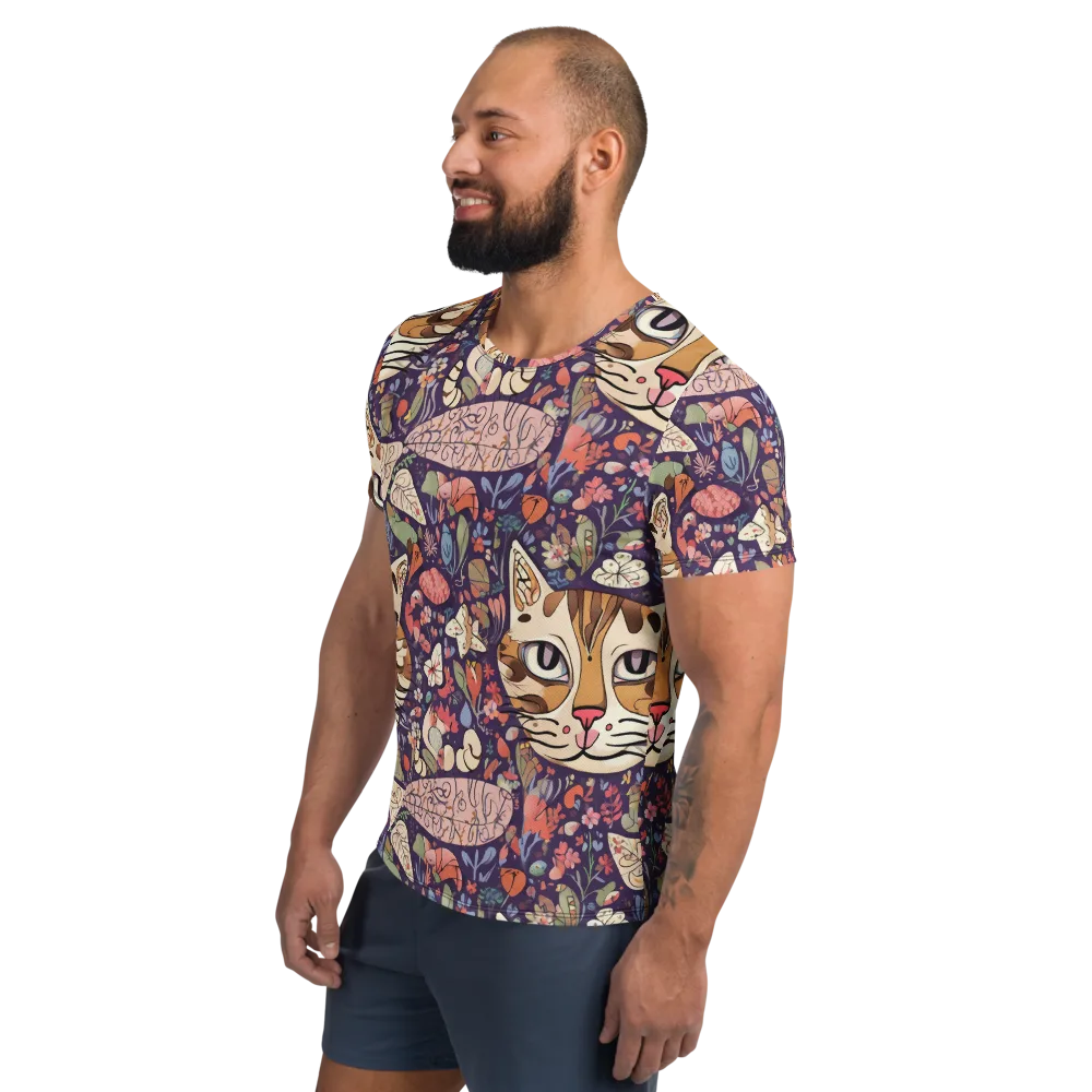 Feline Florilegium on Men's Athletic T-Shirt — Left