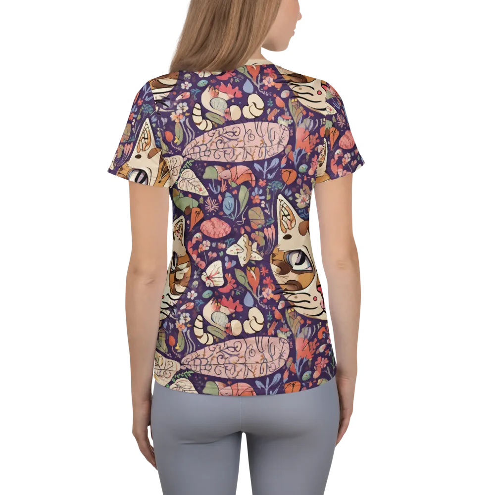 Feline Florilegium on Women's Athletic T-Shirt — Back