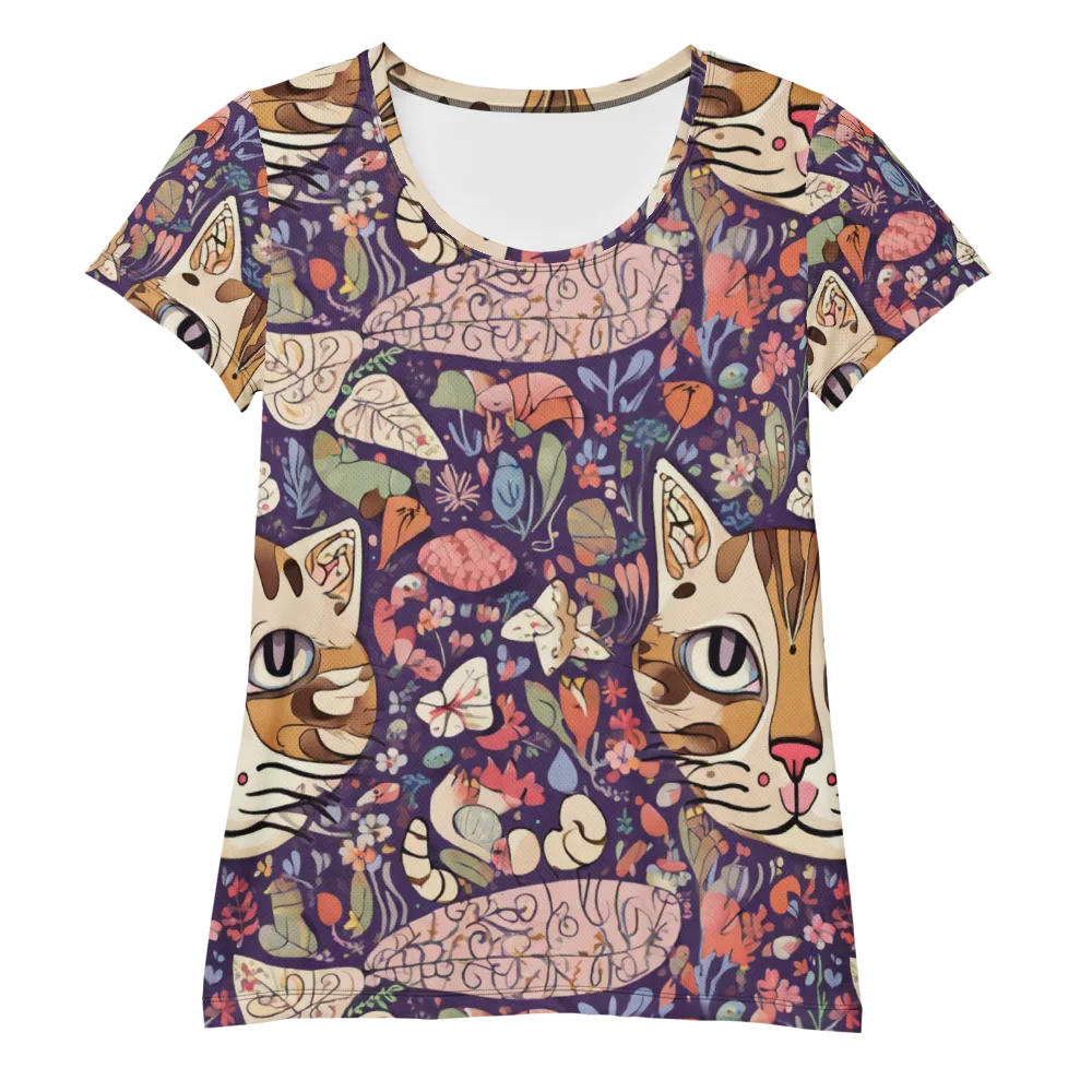 Feline Florilegium on Women's Athletic T-Shirt — Front