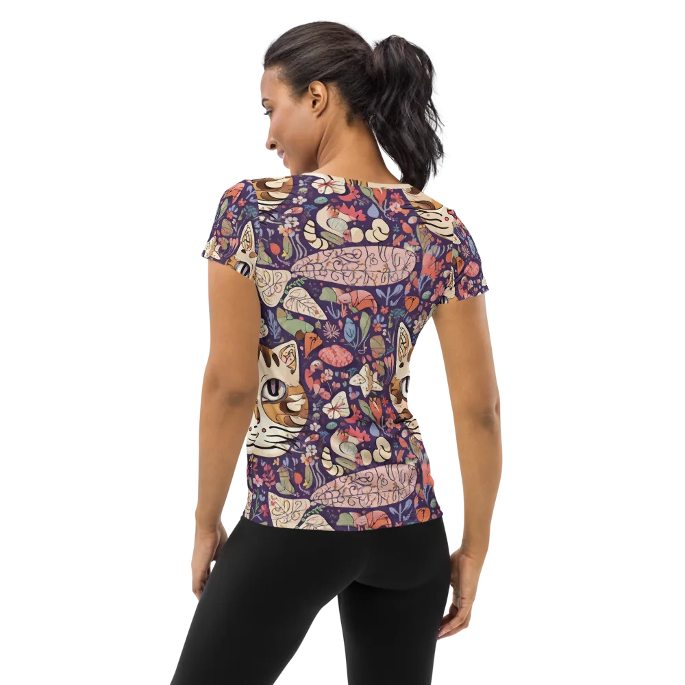 Feline Florilegium on Women's Athletic T-Shirt — Back